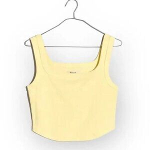 Madewell Luma Square Neck, Crop Tank Top — Yellow — Size Medium